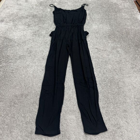Mikoh Jumpsuit Womens 1 Small Black Spagahti Strap Pockets Rayon Casual Elastic - Picture 2 of 13
